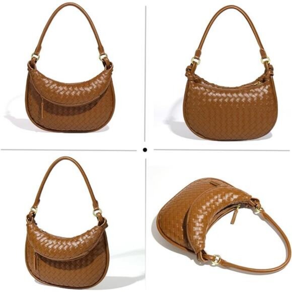 Woven Crossbody Bag Texture Underarm Bag Double Layer Shoulder Handbag Vintage - Picture 3 of 7